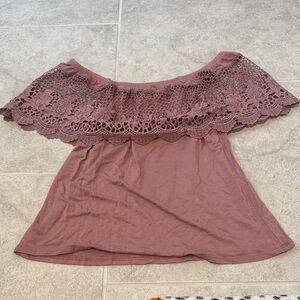 Off-Shoulder Lace Trim Top